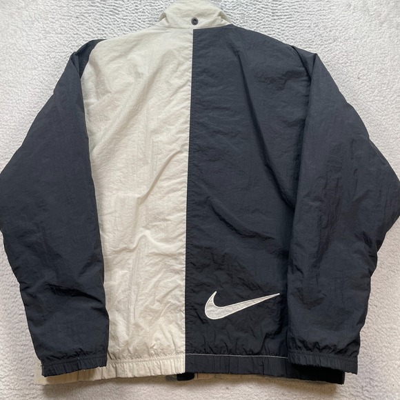 Nike Other - Nike Jacket Vintage Mens XL Big Swoosh Quilted Black White Full Zip
